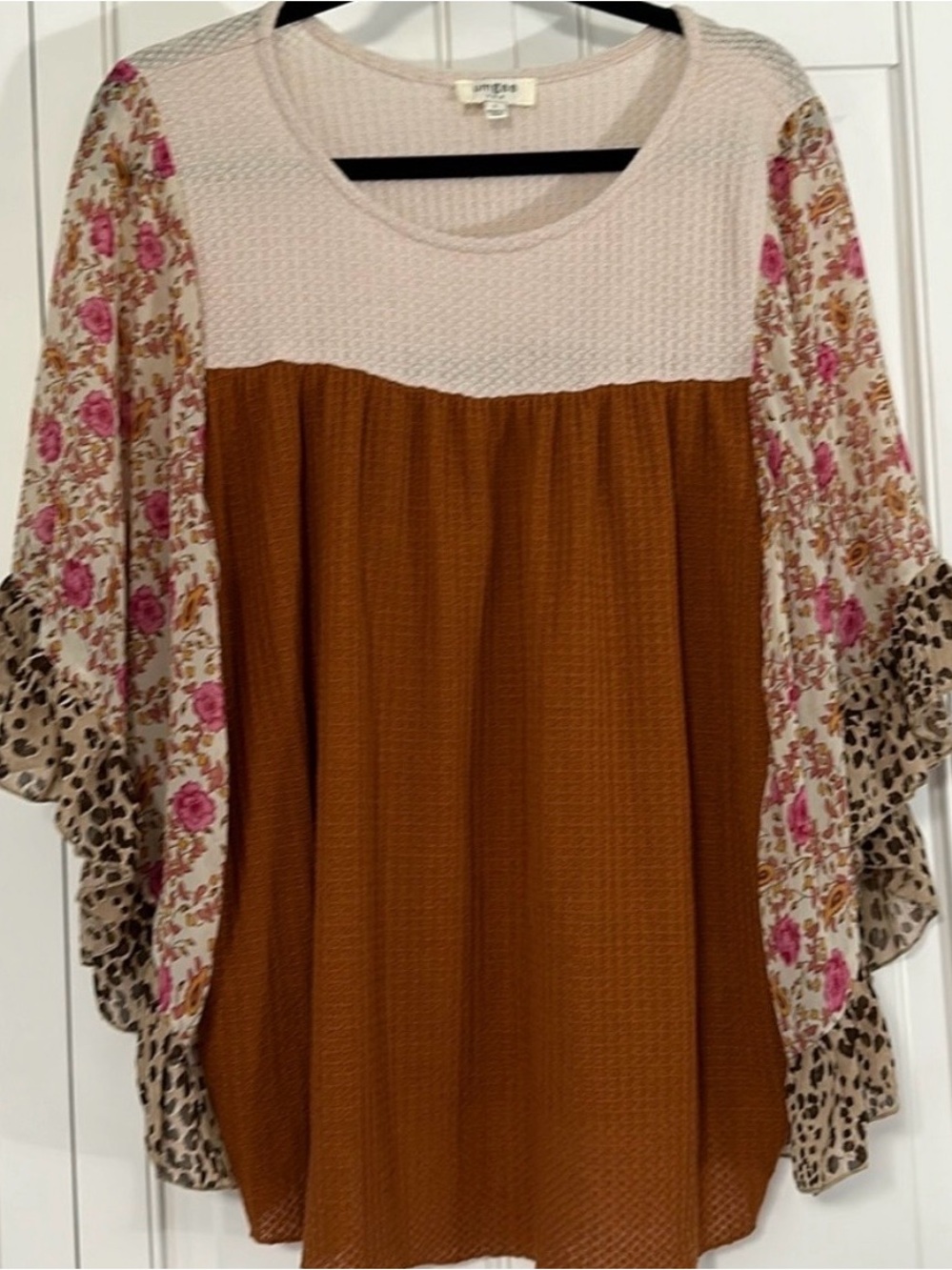 Women's Umgee Boho Waffle Knit Empire Top size large